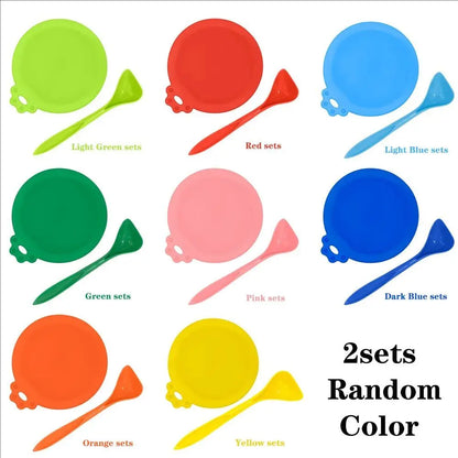 2sets Random Color Silicone Pet Can Lid Reusable Food Storage Keep Fresh Tin Cover Cats Dogs Food Health Supplies Lid and spoon