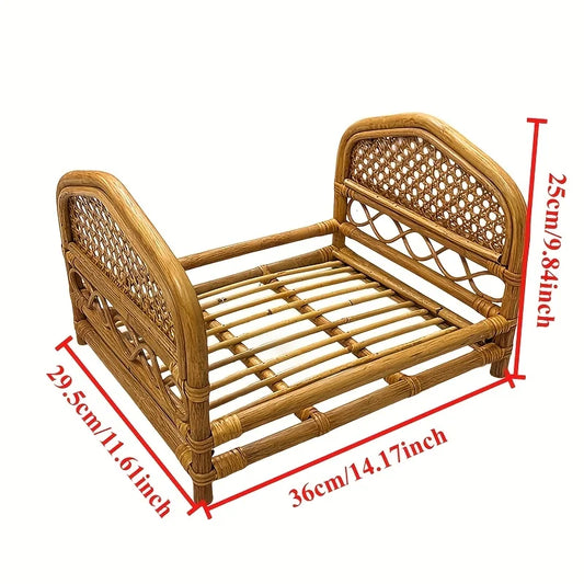 Baby Bed Newborn Photography Props Handmade Bed Baby Vintage Rattan Wooden Sofa Crib Photo Background Photo Studio Posing Props