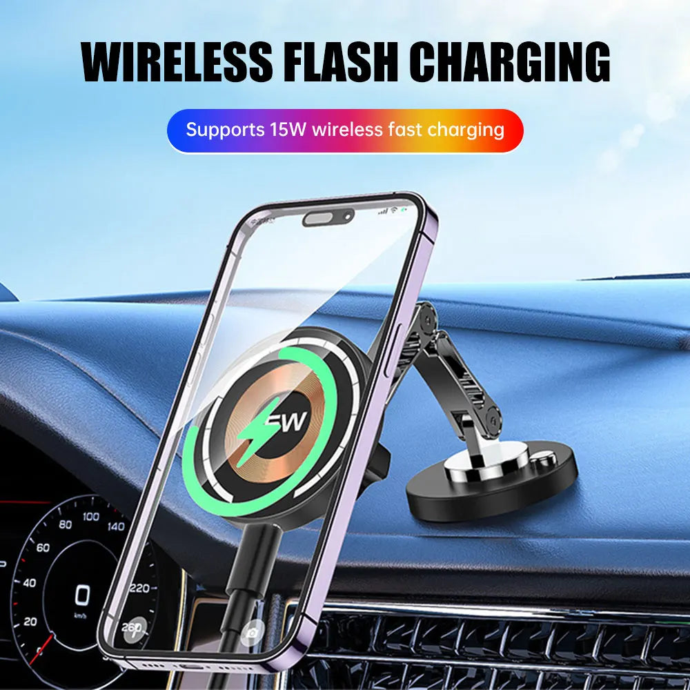 Magnetic Car Wireless Charger Stand Magnet Car Phone Mount 15W Fast Charging Phone Holder Bracket for Macsfae iPhone 15 14 13 12