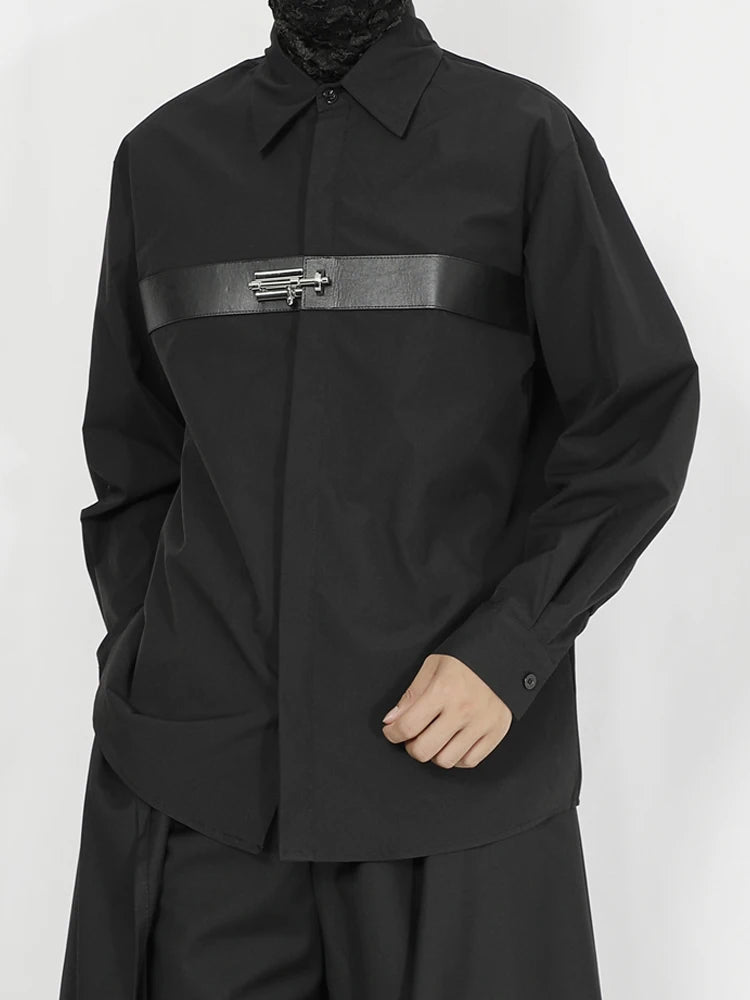 Men's shirt original 2023 new niche design feeling young men's fashion leisure loose black long sleeve shirt in the autumn