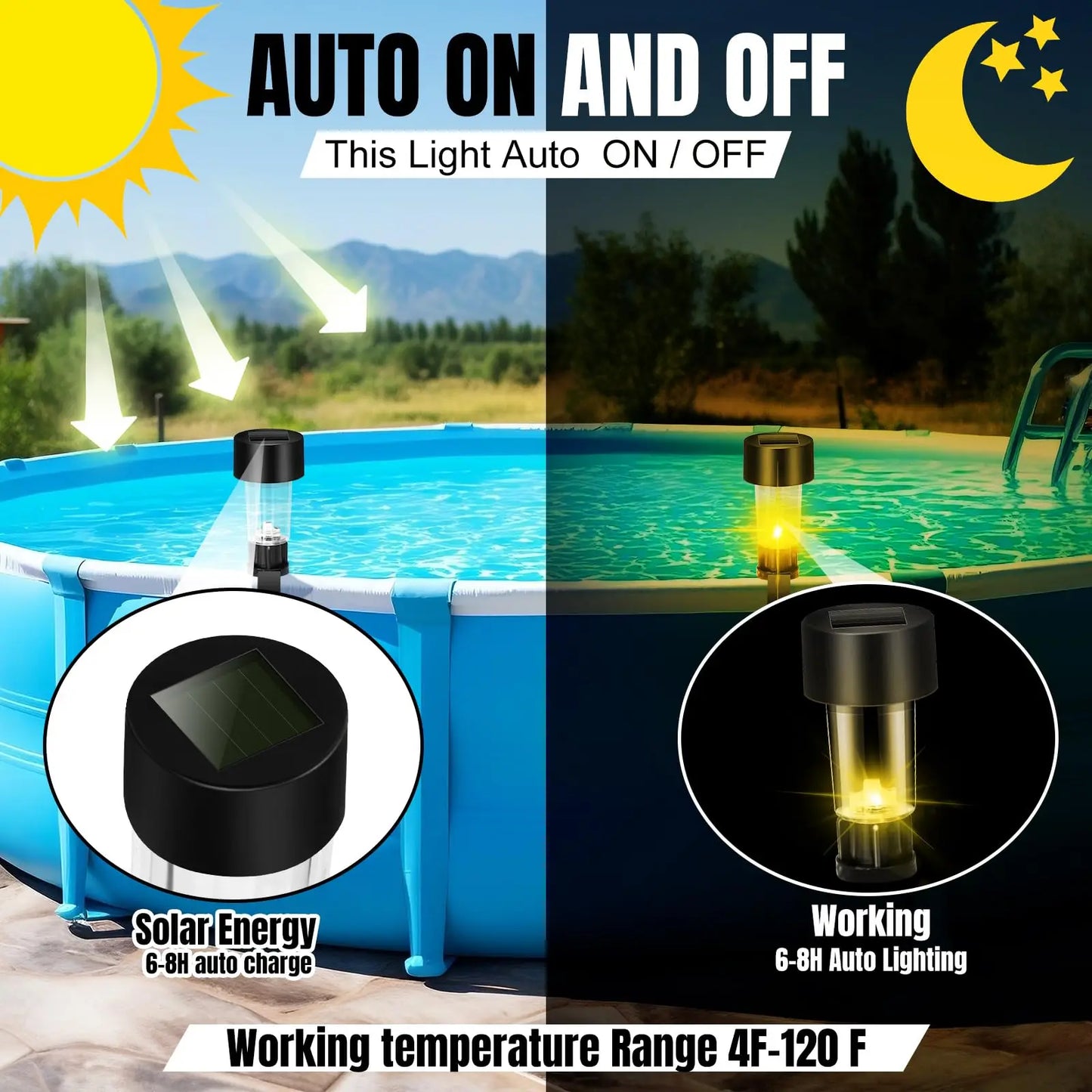 8 swimming pool solar lamps, waterproof solar lamps, outdoor swimming pool fence decoration, swimming pool accessories