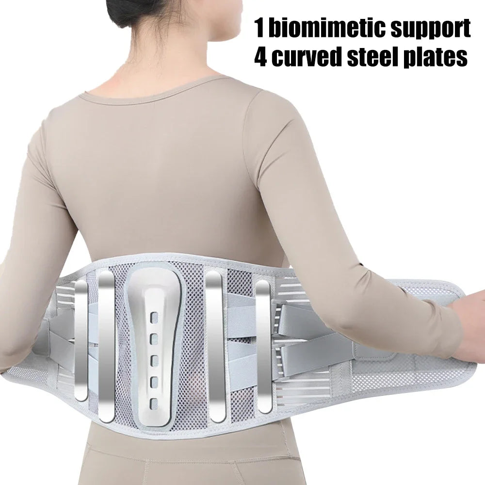 New Back Braces for Lower Back Pain, Lumbar Support for Men and Women, Breathable Soft Mesh Fabric and 5 Stays All-round Support