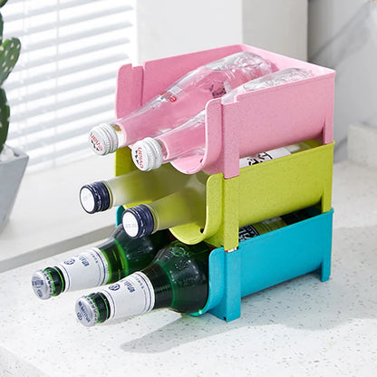 1/3PCS-Kitchen Organizer Refrigerator Rack Shelf Can Beer Wine Bottle Holder Rack Organizer Kitchen Storage Fridge Organizer