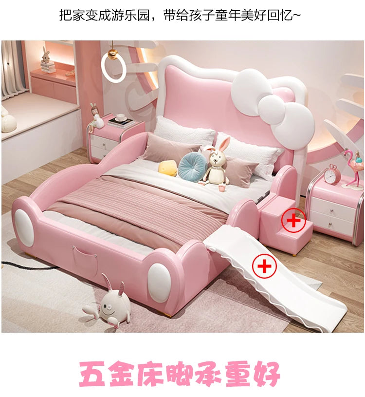150X200cm Modern Childrens cartoon girl princ ess bed pink queen size bed frame full  double bed complete bedroom furniture