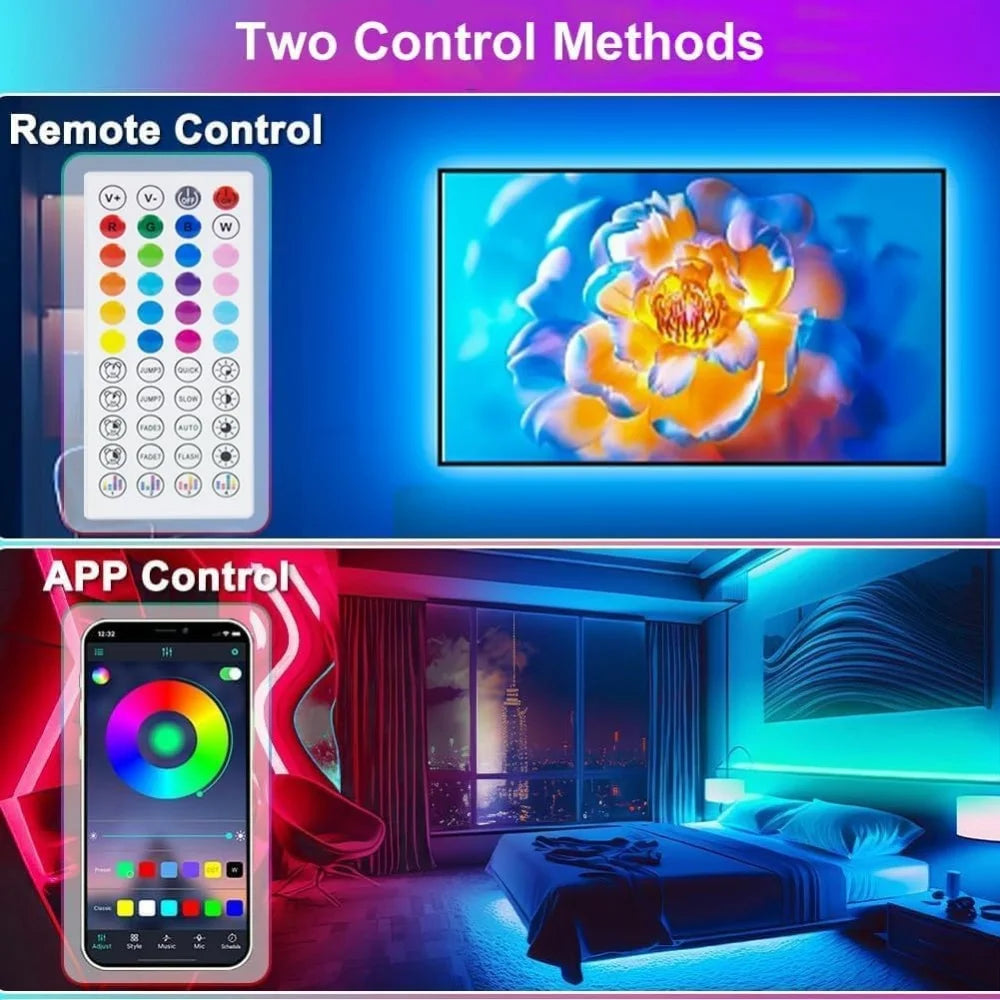 LED Strip Light for TV, RGB TV Backlight Behind, Music Sync Bluetooth APP & Remote Control, 5V USB Powered Strip Lights