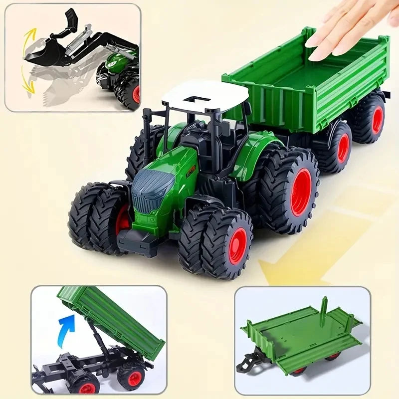 16.5" Big Tractor Toy,Farm Toy,Farm Animals Set,Include Truck Toy and Traile,Fence,Farmer,Animals,Tool,Farm Set for Gift