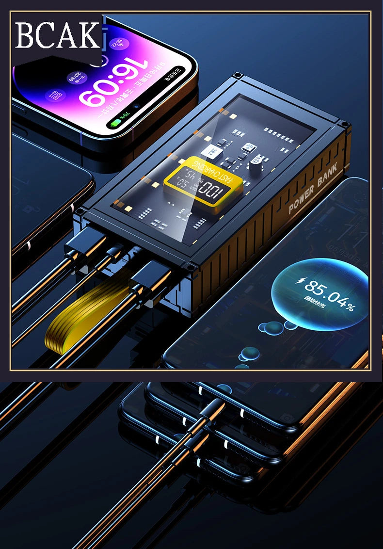 BCAK  Brand discount store 30000mAh 50000mAh 120W Fast Charging Transparent Power Bank 200000mAh Large-capacity Mobile Power