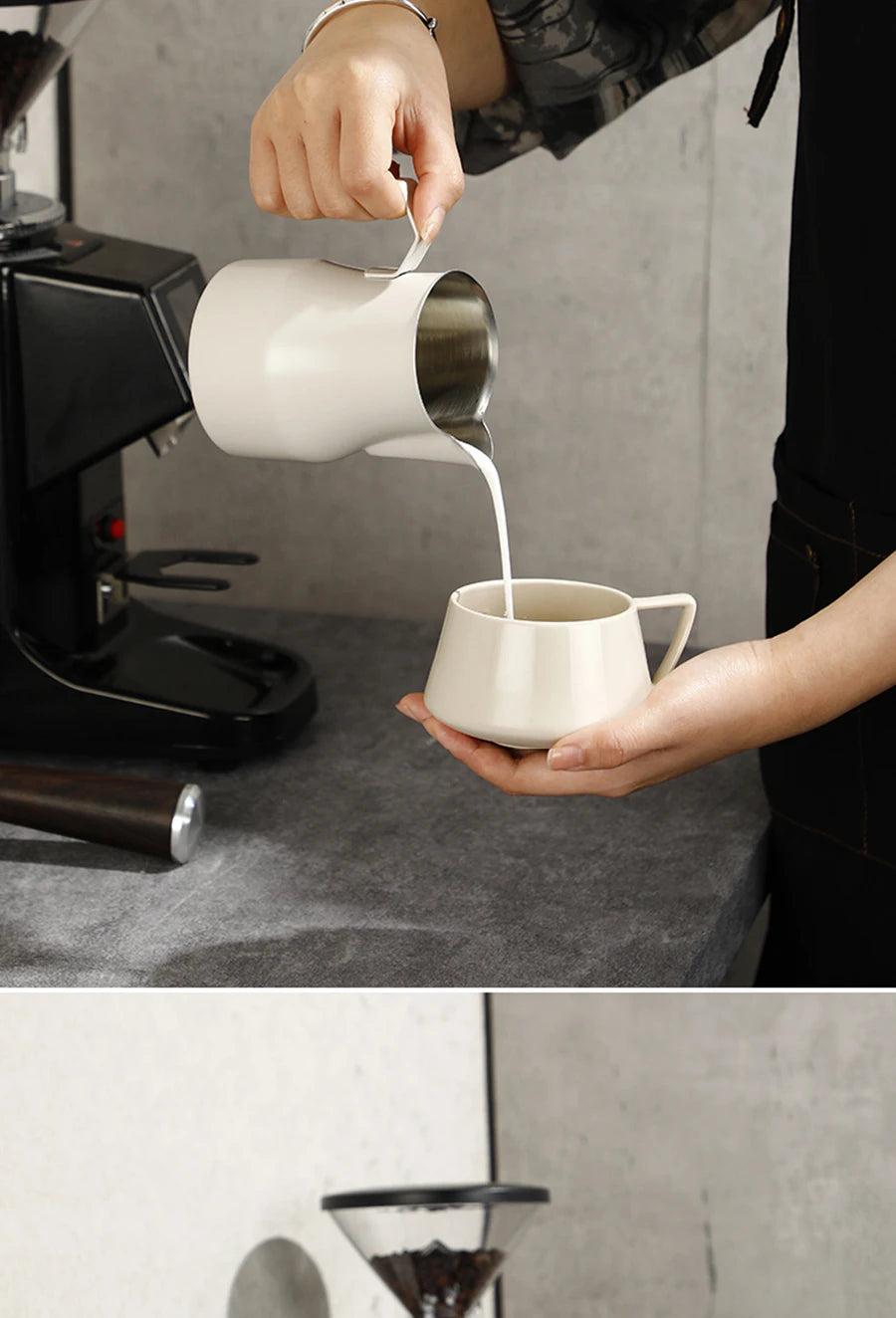 350/500/700ml Stainless Steel Milk Jug Frothing Pitcher Milk Espresso Machine Cappuccino Latte Frothing Pitcher Barista Milk Jug