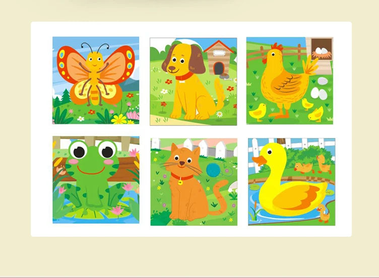 Six Sides Painted Wooden Puzzle Three-Dimensional Traffic Animal Puzzle Building Blocks Early Education Educational Toy