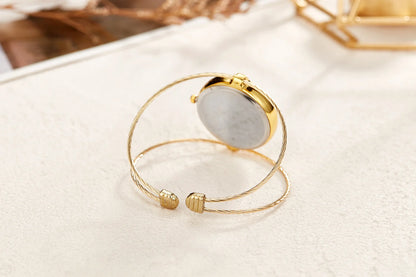 Fashion casual ladies quartz watch, round bracelet watch, elegant alloy ladies watch, quartz watch.