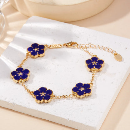 Light Luxury Double-sided Plum Blossoms Bracelets for Women Lucky Five Leaf Flower Adjustable Bracelets Aesthetic Party Jewelry