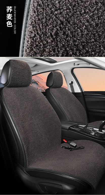2023 New Car Heated Seat Cushion Made of Lamb Fleece Material, Comfortable and Warm, Suitable for Single Seat, Double Seat, and