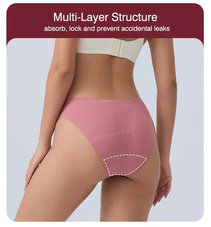 Menstrual Panties Women Leak proof Menstrual Period Underwear Ice Silk Menstruation Panties Menstrual Cycle Absorbent Underwear