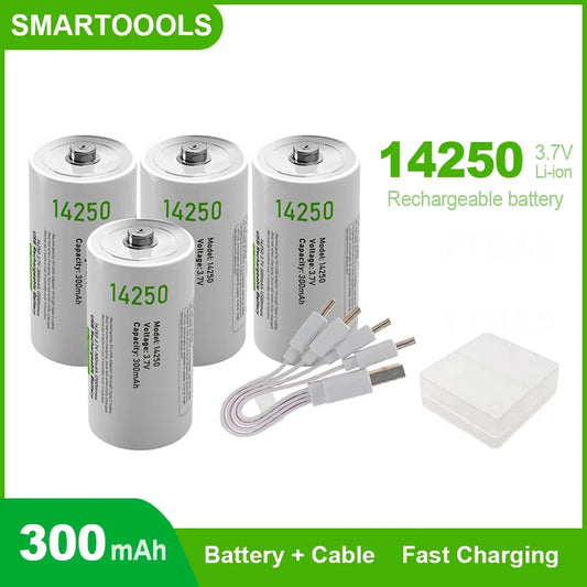 14250 3.7V 300mAh Rechargeable Lithium Battery For Probes, Thermometers, Sights, Thermostats, Monitoring systems,Alarms,1/2AA