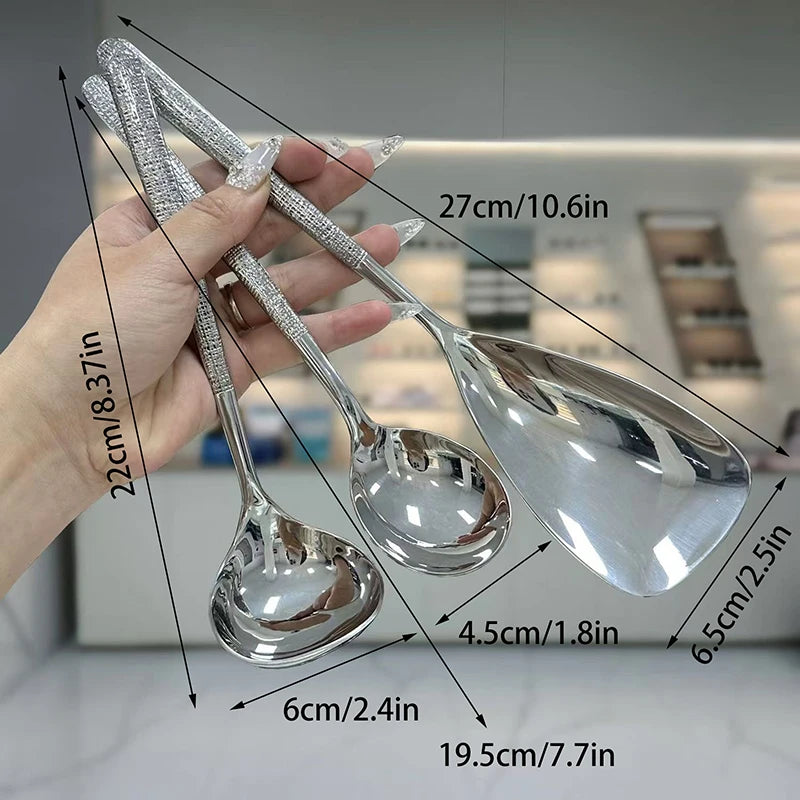 1Pc Stainless Steel Thickening Spoon Creative Long Handle Hotel Hot Pot Spoon Soup Ladle Home Kitchen Essential Tools