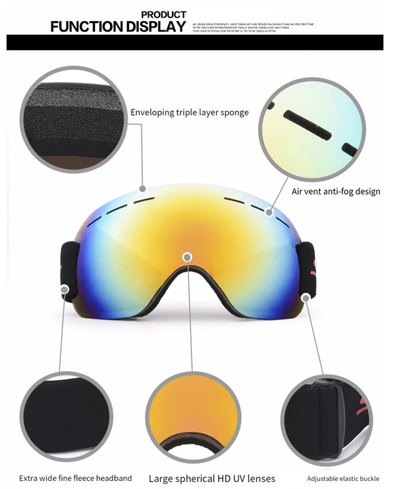 Outdoor Sports Ski Goggles UV Protection Winter Male Female Snow Sports Anti-Fog Eyewear Snowboard Skiing Glasses snow sports