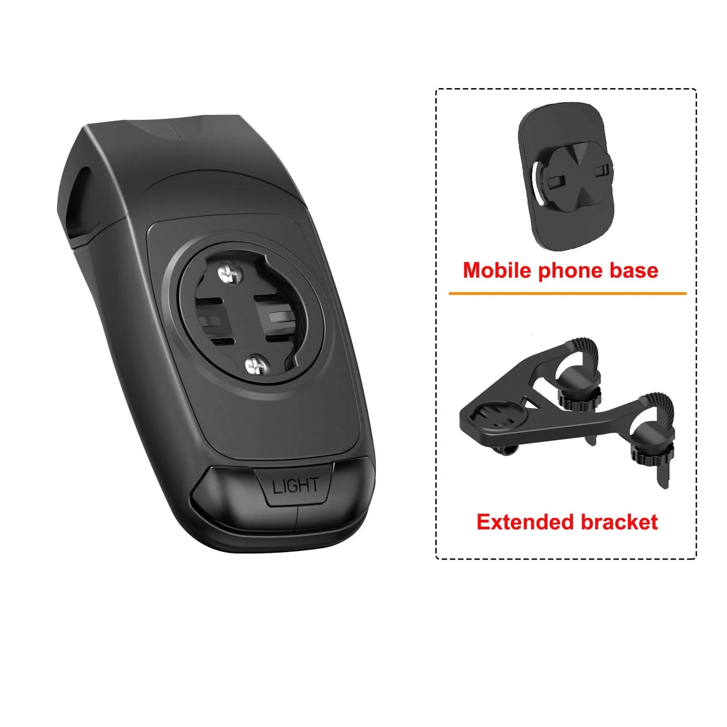 Bicycle lights & horns & Garmin computer stand 3in1, stacked BIKE computer base computer stand cycling code watch base headlighg