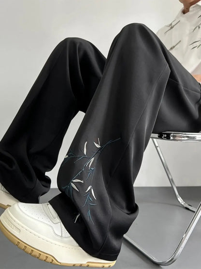 Social Tailoring Business Work Man Suits Pants Office Ice Silk Cooling Trousers for Men Fabric Korean Style Clothes Designer Up