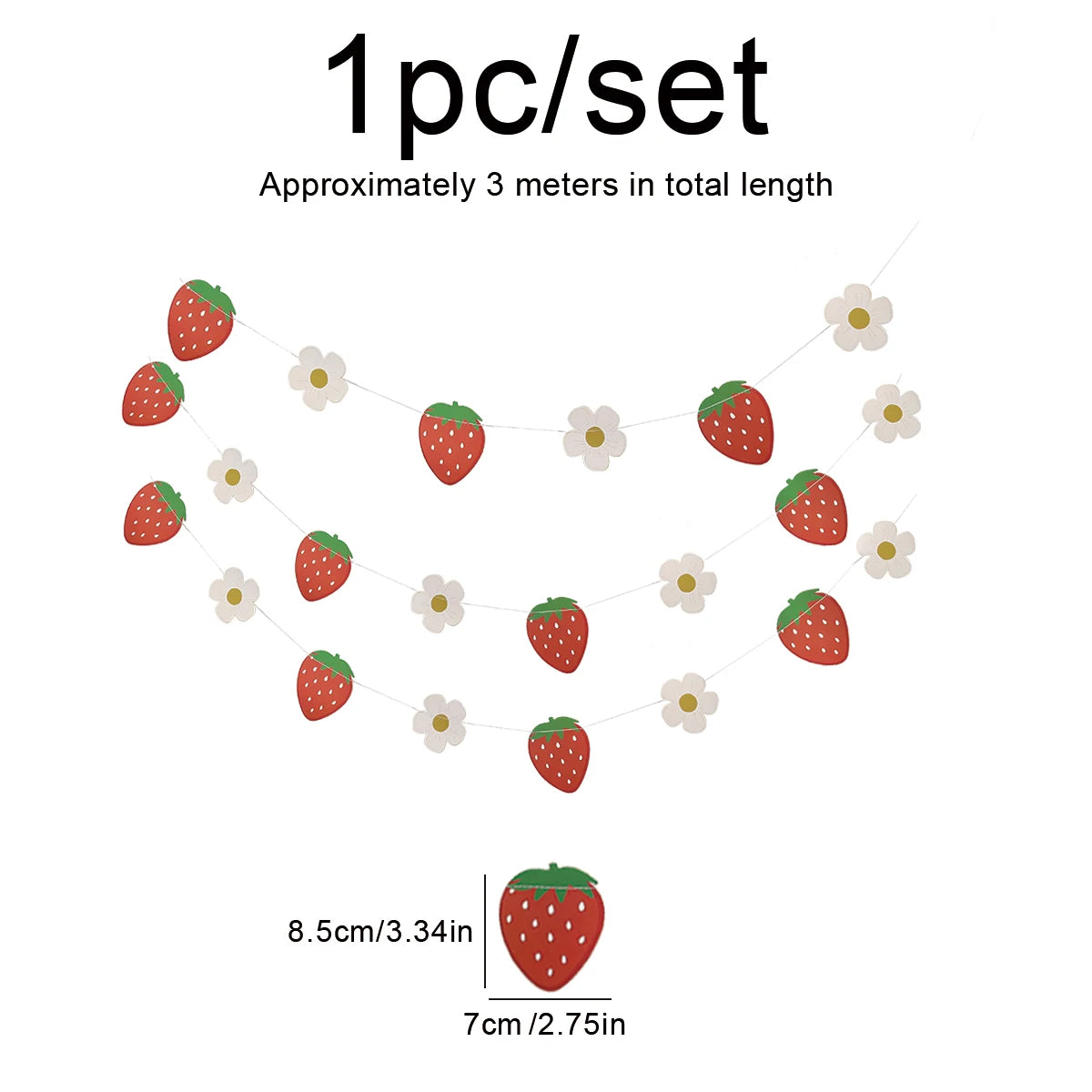 Fruit, strawberry and flower flag-raising party decoration arrangement 1 set 1 piece.