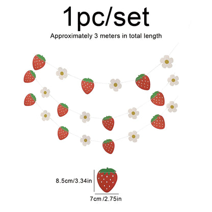 Fruit, strawberry and flower flag-raising party decoration arrangement 1 set 1 piece.