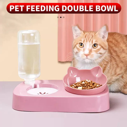 Pet feeding double bowl, automatic water dispenser, convenient, suitable for feeding cats and dogs