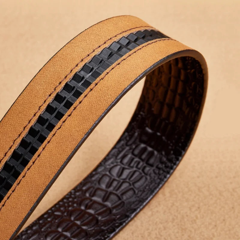 Leather material waistband. Single belt, crocodile pattern belt, casual waist belt, 3.5cm belt