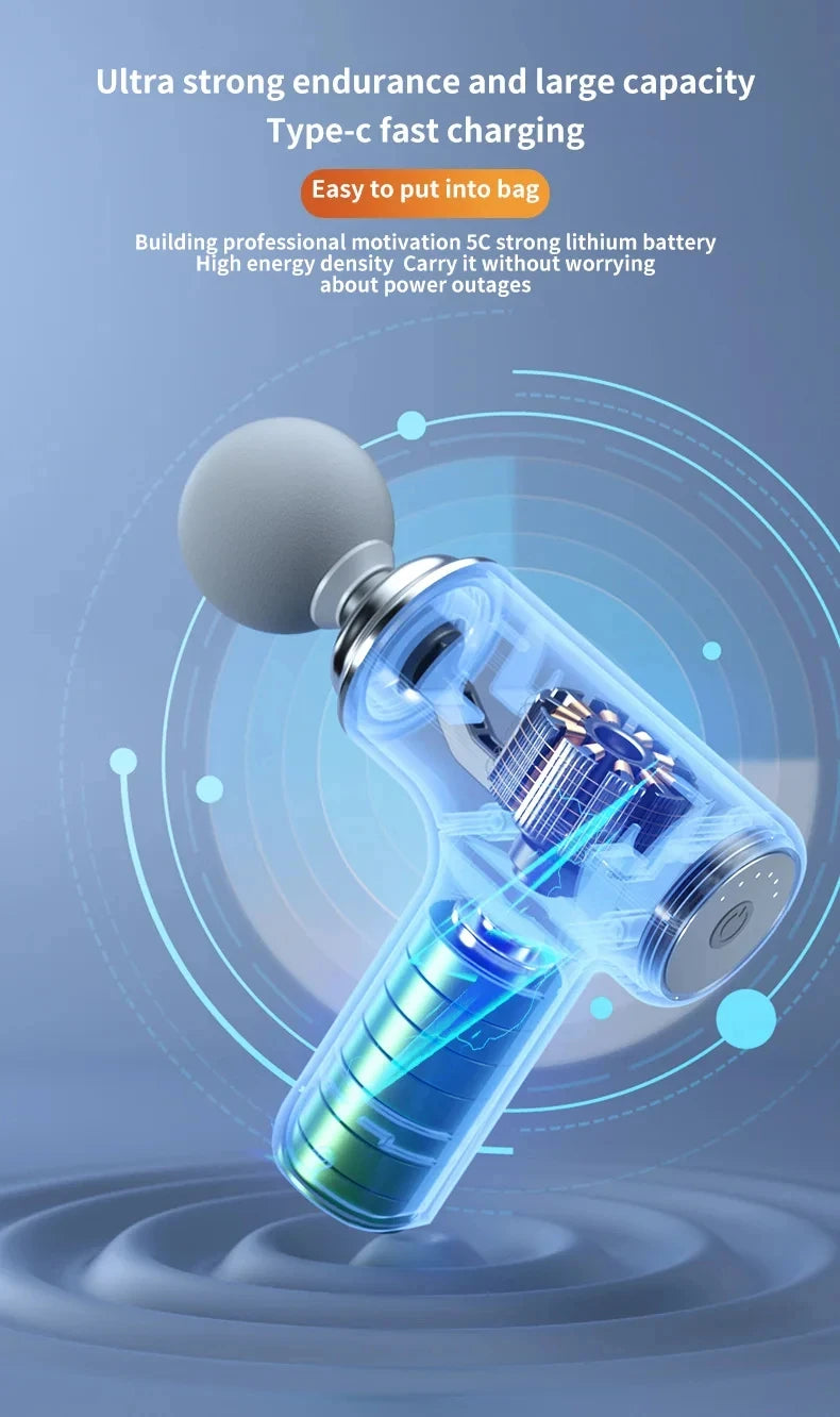 Portable Electric Massage Gun  with 4 Interchangeable Heads & LED Light for Full Body Relaxation Electric Massage Gun