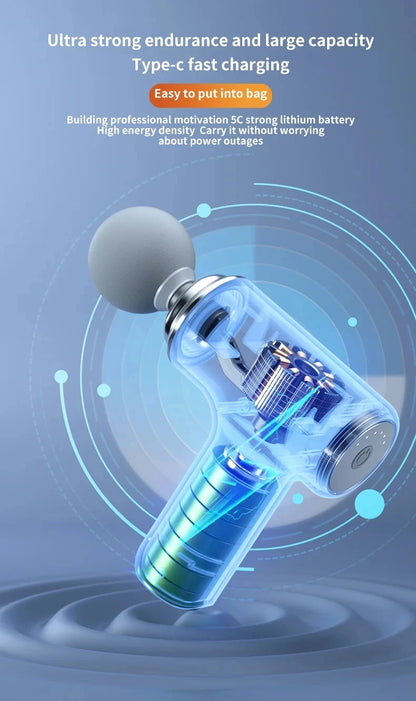 Portable Electric Massage Gun  with 4 Interchangeable Heads & LED Light for Full Body Relaxation Electric Massage Gun