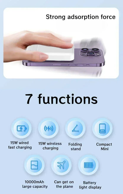 50000mAh Large Capacity Portable Magnetic Power Bank Wireless Charging Charger External Battery 20W PD Fast Charging for iPhone