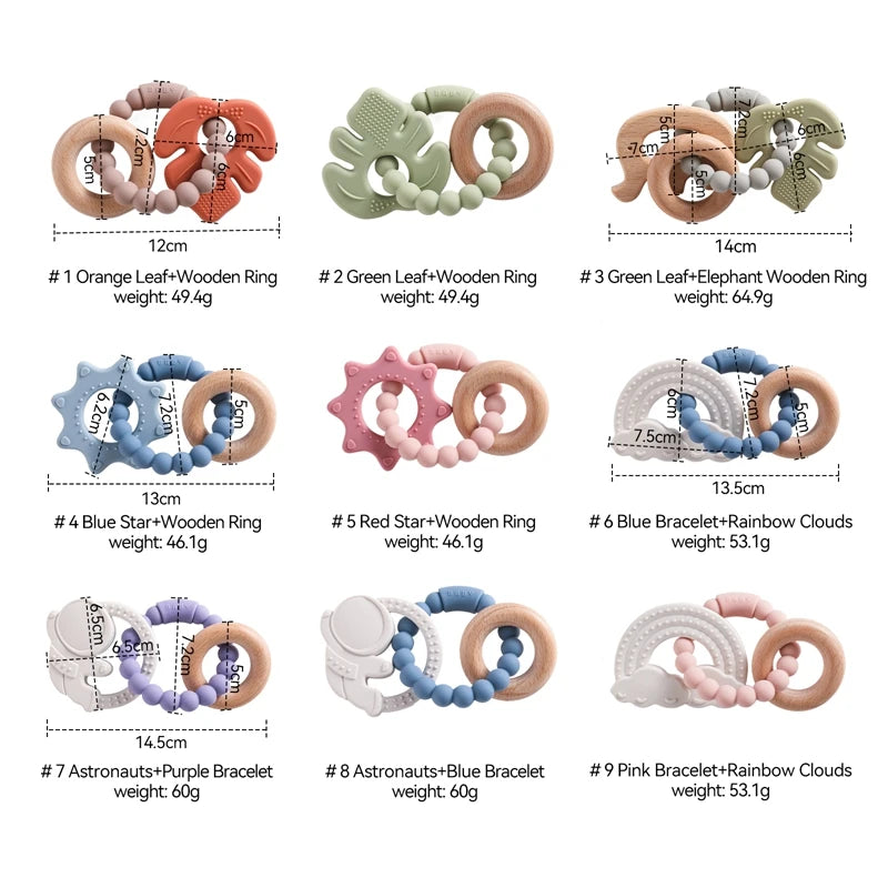 Baby Silicone Teethers Rattle Toys Newborn Chew Food Grade Teethers Training Bed Toy Baby Silicone Soothing Toy Accessories Gift