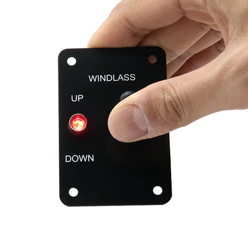 Marine Boat Anchor Windlass Control Panel Return Aluminum Plate 2 Way Led Light Up/Down Toggle Switch Anchor Winch
