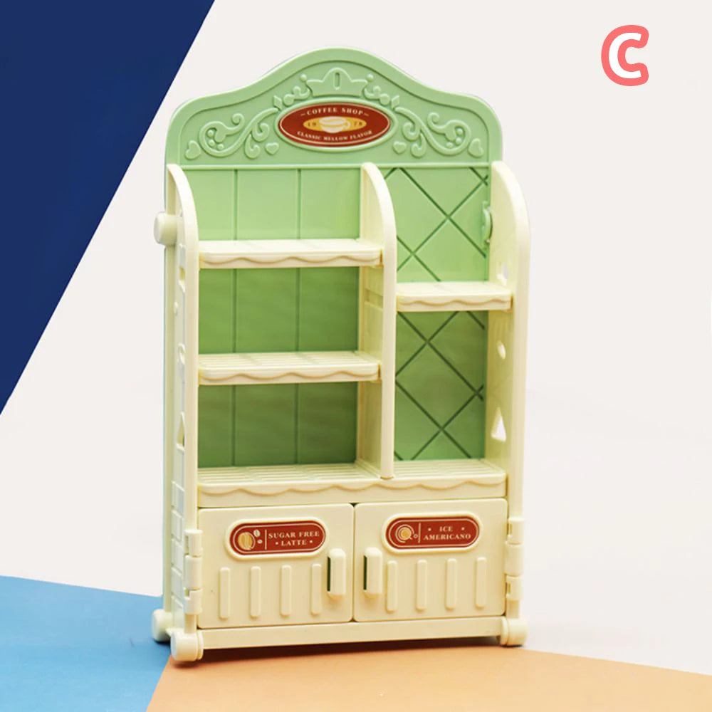 1:12 Miniature Furniture Shopping Cart Refrigerator Kitchen Shelve Mini Drink Dessert Food Dollhouse Kitchen Toy Model Gift