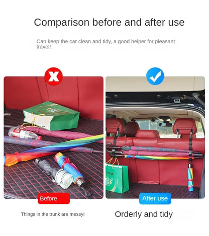 2pcs Car Back Seat Hook Multi-function Rear Seat Headrest Hanging Hook Umbrella Holder Seat Back Storage Hook Auto Interior Tool