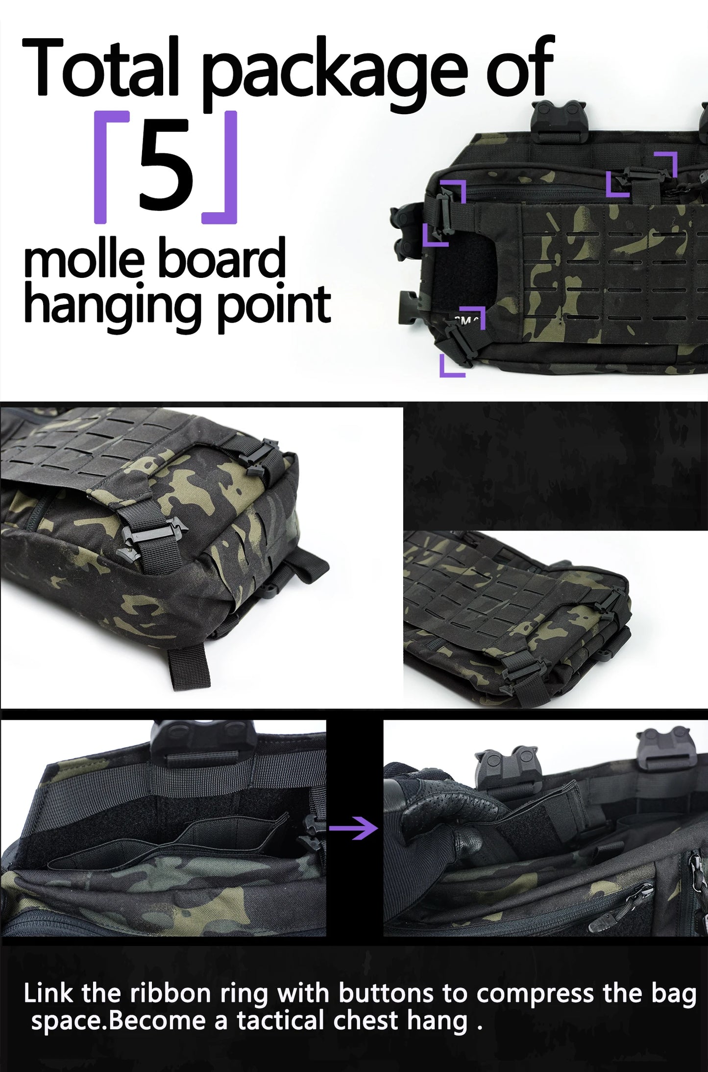 Tactical Backpack Hunting Gear 421X Chest Bag Sports Bags For Men Molle Hunting Camping Shoulder Sling Accessory Strap Outdoor