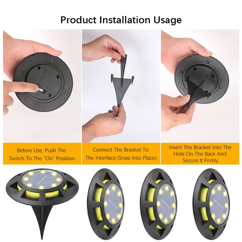 Solar Ground Light with Smart Light Sensor, LED Path Lights for Garden Yard Stairs