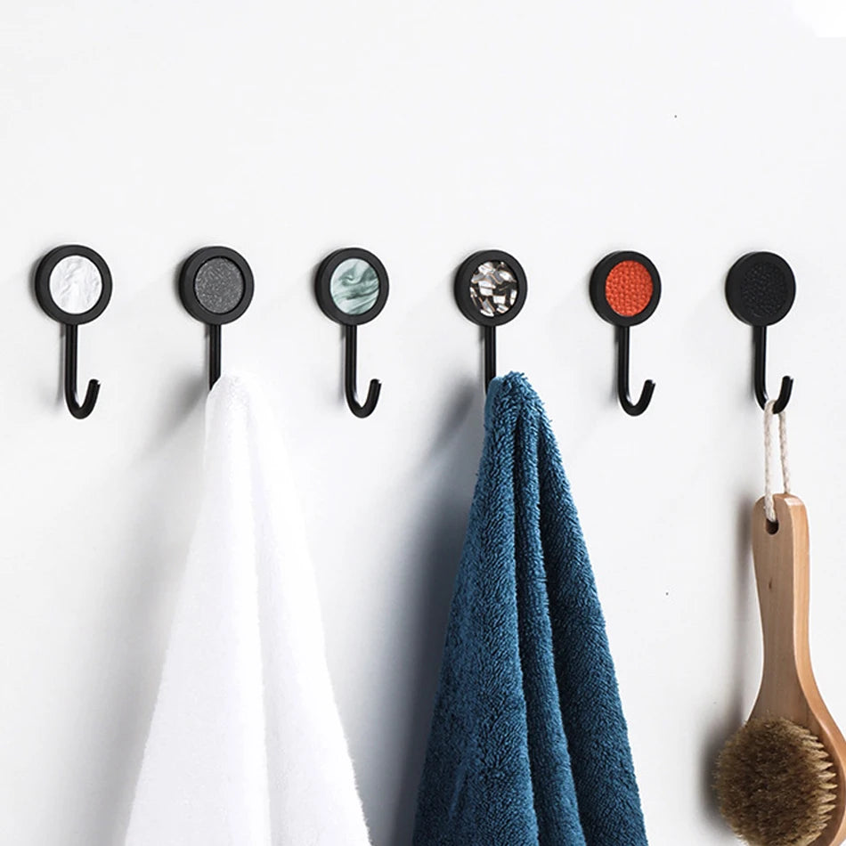 Gold Robe Hook Space Aluminum Wall Mounted Adhesive Hat Key Hooks Coat Towel Holder Home Decor For Kitchen Bathroom Hardware