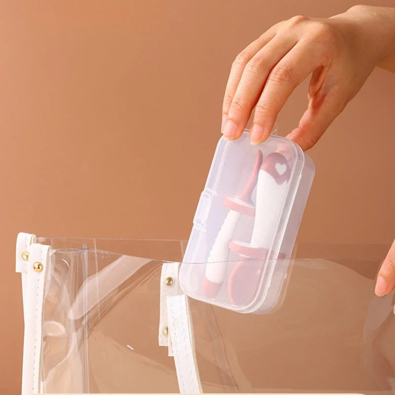 Baby Tableware Set Children Utensil Silicone Toddler Dinnerware Cutlery Cartoon Infant Food Feeding Spoon Fork Baby Gadgets