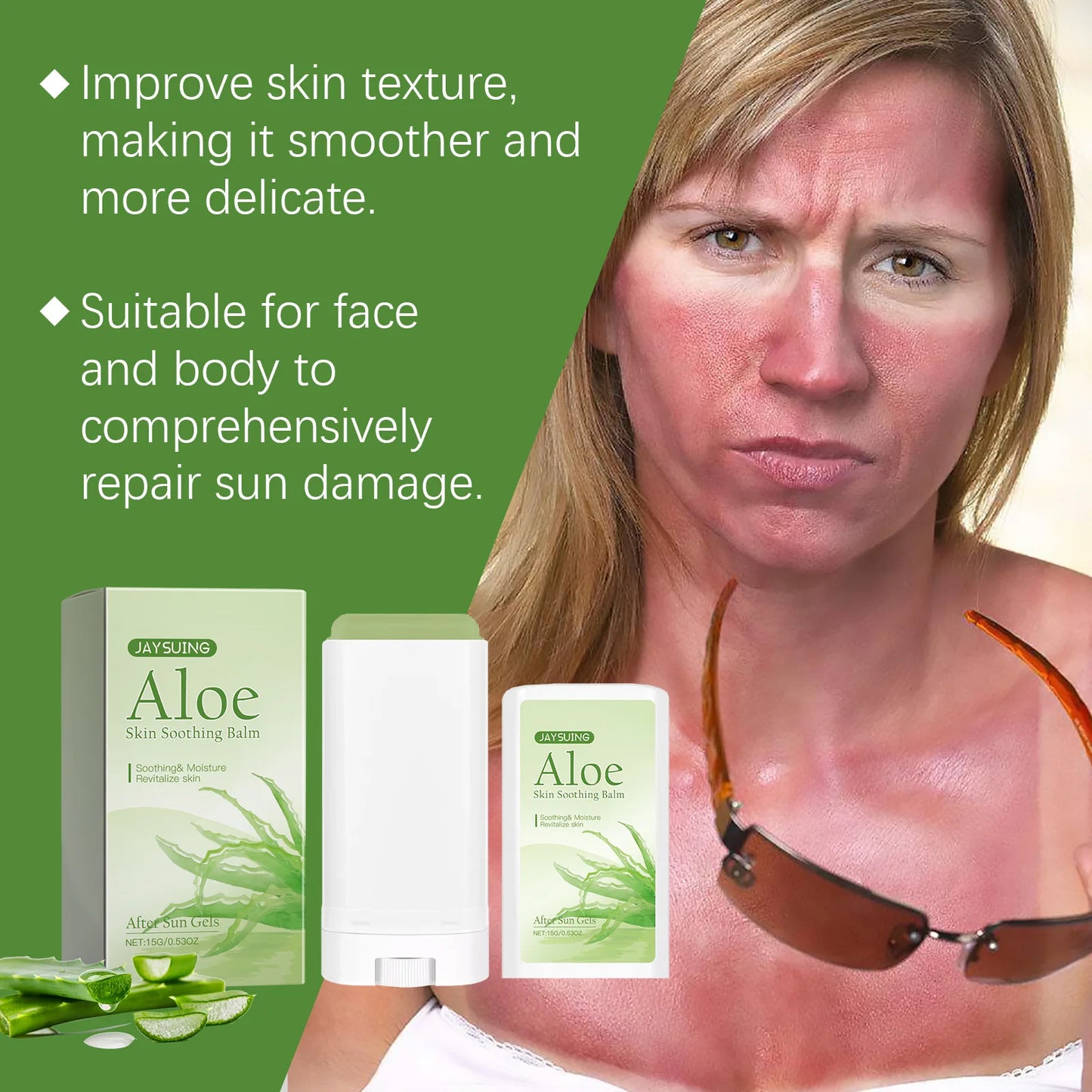 Aloe Vera Balm Face Moisturizing Refreshing Relieve Redness Burning Restore Sunburn Repairing Sun Damage Soothing Skincare Stick