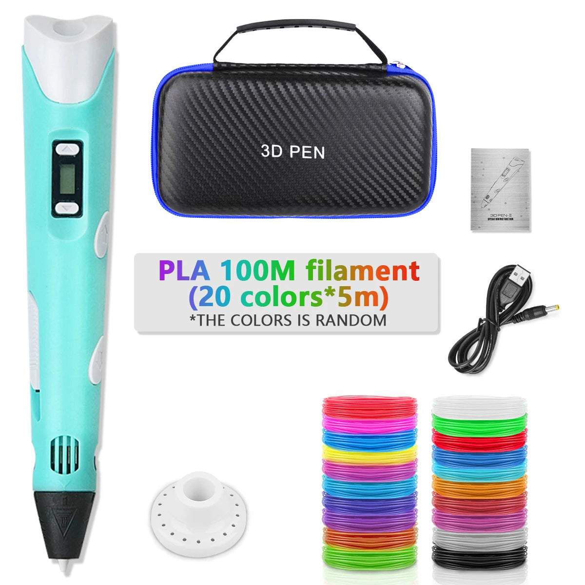 2023 Handwork 3D Pen 3d Printing Pen DIY Drawing Pens PLA Filament Birthday Christmas Gift For Kids Children with Power Adapter