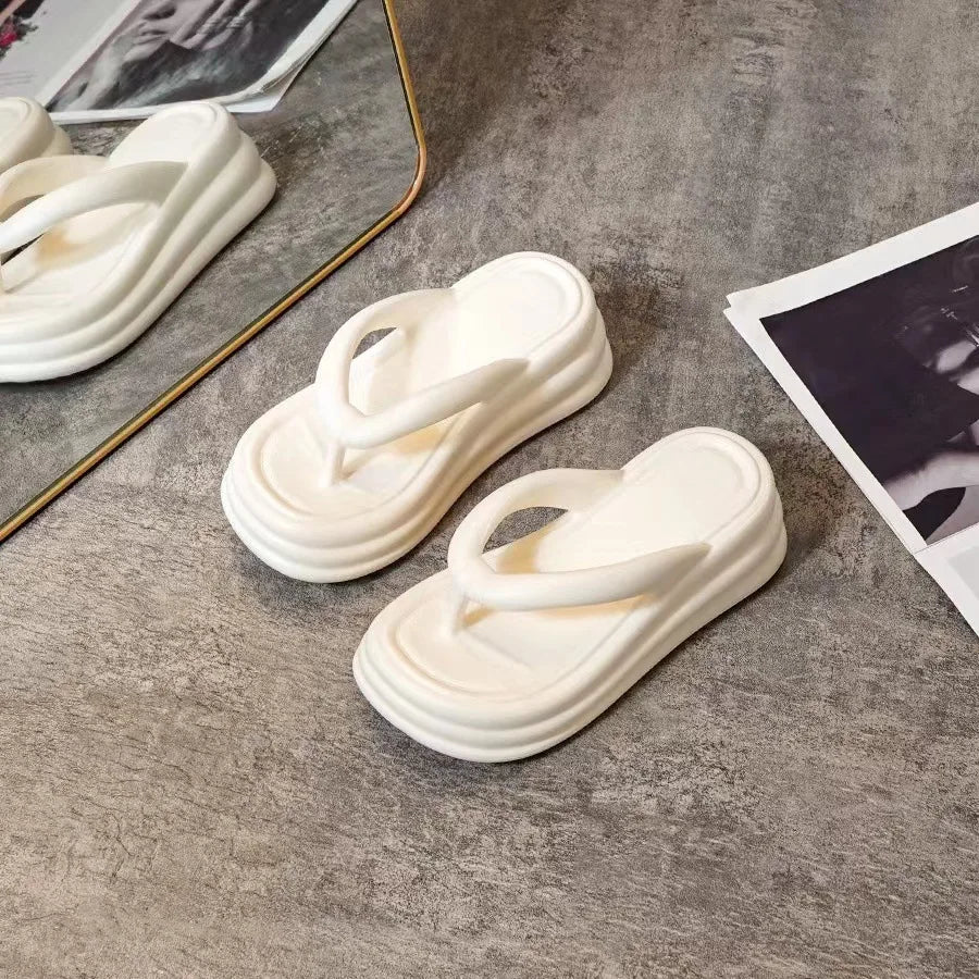 Thick Bottom Flip-flops Summer Fashion Women Slippers Soft Bottom Increase Anti-slip Anti-odor Beach Slippers Zapatos De Mujer