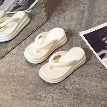 Thick Bottom Flip-flops Summer Fashion Women Slippers Soft Bottom Increase Anti-slip Anti-odor Beach Slippers Zapatos De Mujer
