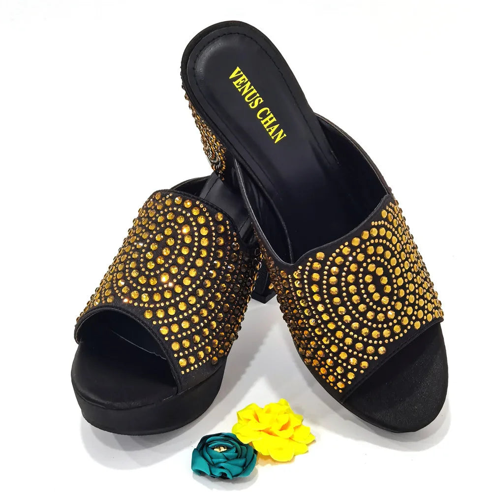 Purple Color Wedding Shoes Woman Open Toe Ladies Sandals Shoes Party Wedding Shoes Decorated with Rhinestone New Arrival Shoes