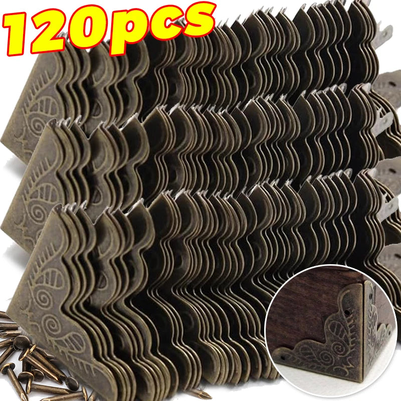 Antique Corner Protector Furniture Corners with Screws Jewelry Box Table Corner Brackets DIY Furniture Decorative Metal Corners