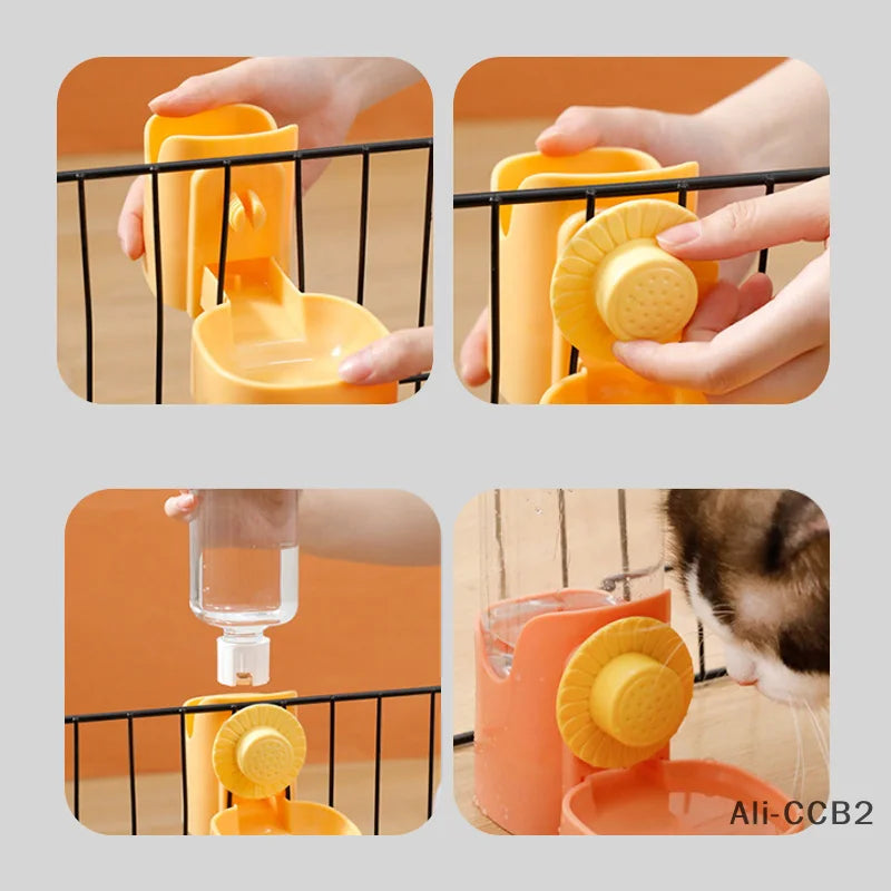 Automatic Pet Feeder Cage Hanging Bowl Water Bottle Food Container Dispenser For Puppy Cats Rabbit Birds Pet Feeding Product