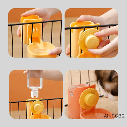 Automatic Pet Feeder Cage Hanging Bowl Water Bottle Food Container Dispenser For Puppy Cats Rabbit Birds Pet Feeding Product