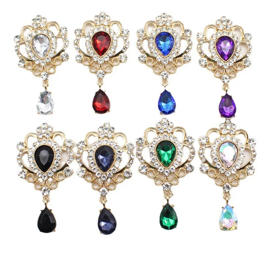 32*60mm Droplet diamond pendant accessories, flat bottom brooch accessories, DIY accessories, headwear accessories 5/10/20PCS