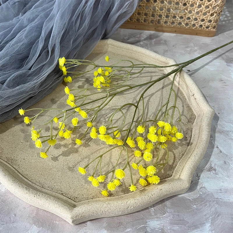Artificial Plastic Soft Rubber Gypsophila Babys Breath Flower Branches Wedding Bouquet Floral Arrangement Accessories Home Decor