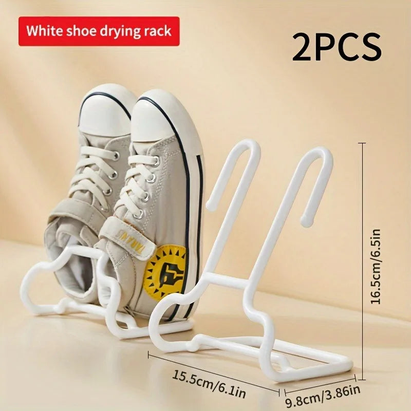 2-Pack Plastic Shoe Drying Racks, Dual-Hook Design for Balcony & Multipurpose Hanging Shoe Organizer Storage