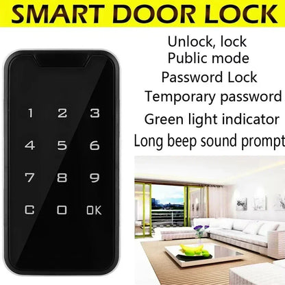 Home  Screen Cabinet Lock Digital Electronic Password Aluminum Sliding Door Security Bar Anti-theft Card Keypad Keyless Bolt
