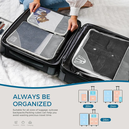 Expandable Compression Packing Cubes for Suitcases,6 Set Lightweight Travel Packing Organizer for Travel Carry on Suitcase Bags